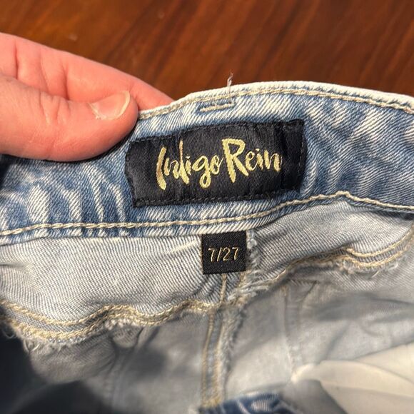 Indigo Rein Light Blue Acid Washed Denim Cutoff Shorts Women’s 27 - Picture 5 of 6